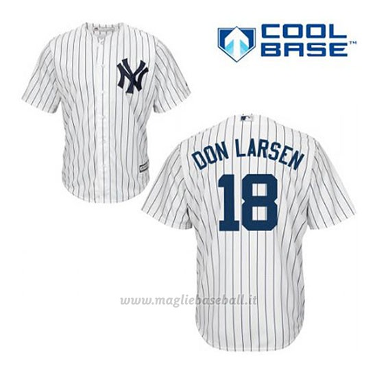 Maglia Baseball Uomo New York Yankees Don Larsen 18 Bianco 1ªCool Base